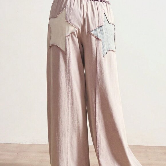 Dusty Purple Casual Women's Boho Country Style Knit Patchwork Star Pattern Loose - Picture 7 of 7